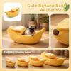 Cute -Shaped Cozy Pet Bed for Small Dogs & Cats - Soft Yellow Animal Crate