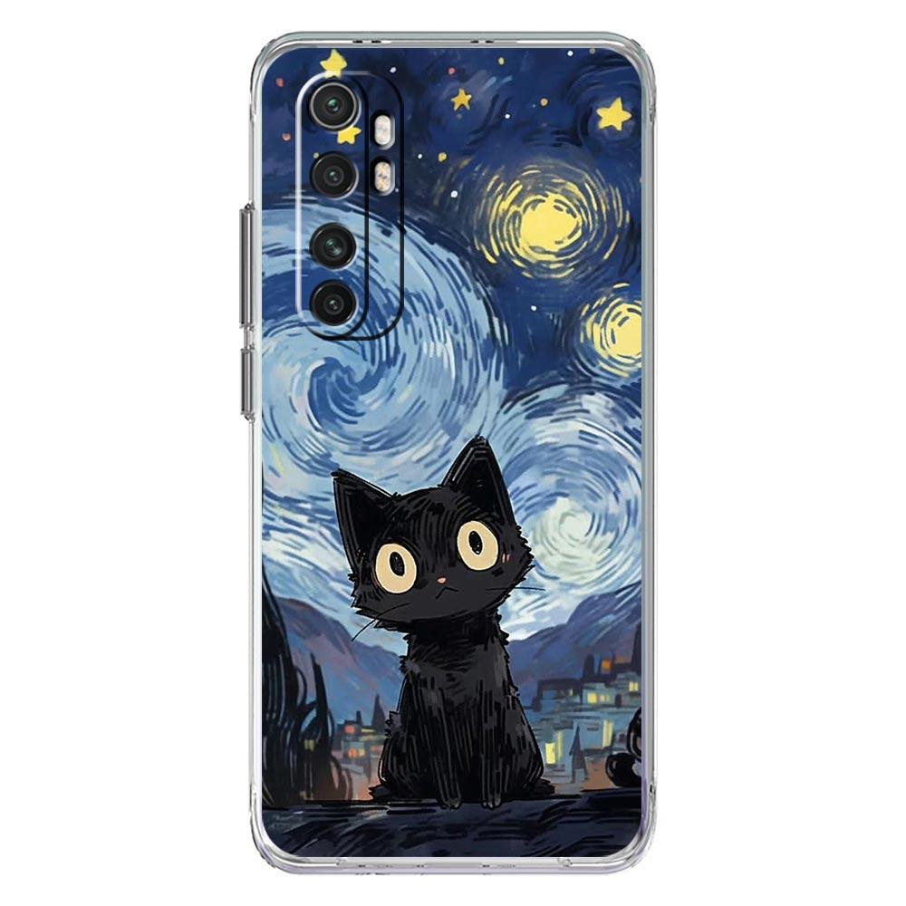 

Чехол для телефона Кот Ван Гог Звездная ночь Для Xiaomi 14 15 13 14T 13T 12T 11T Pro 12 11 Lite Poco X7 X6 X5 X3 NFC F7 F6 Прозрачный чехол Poco X7 Pro