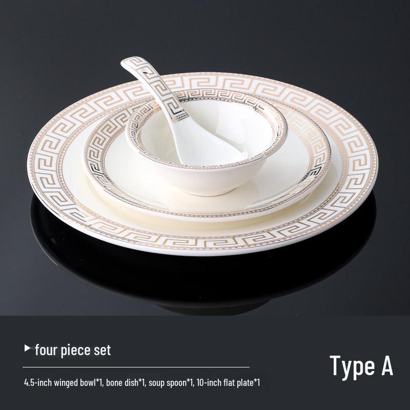 Hotel Restaurant Ceramic Tableware Set: Plates, Bowls, Cutlery, Chopsticks for Private Rooms - 7 or 8 Pieces