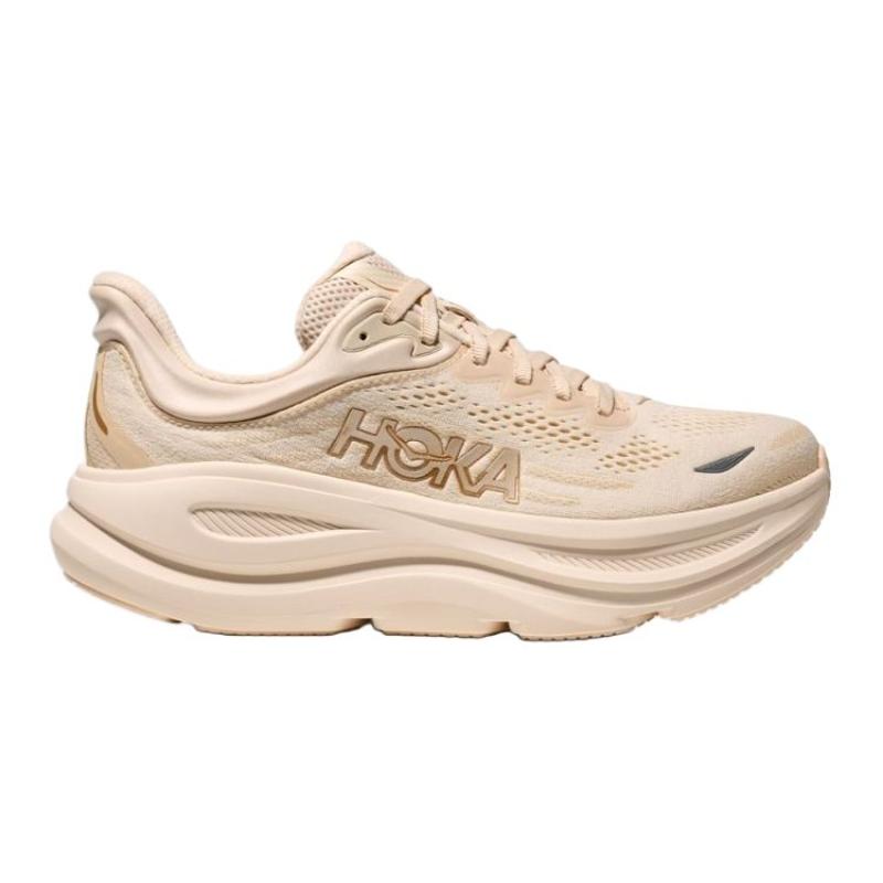 HOKA ONE ONE Bondi 9 Abrasion Resistant Breathable Low Top Running Shoes Women's Beige D Width Sneakers 1162014-VCH