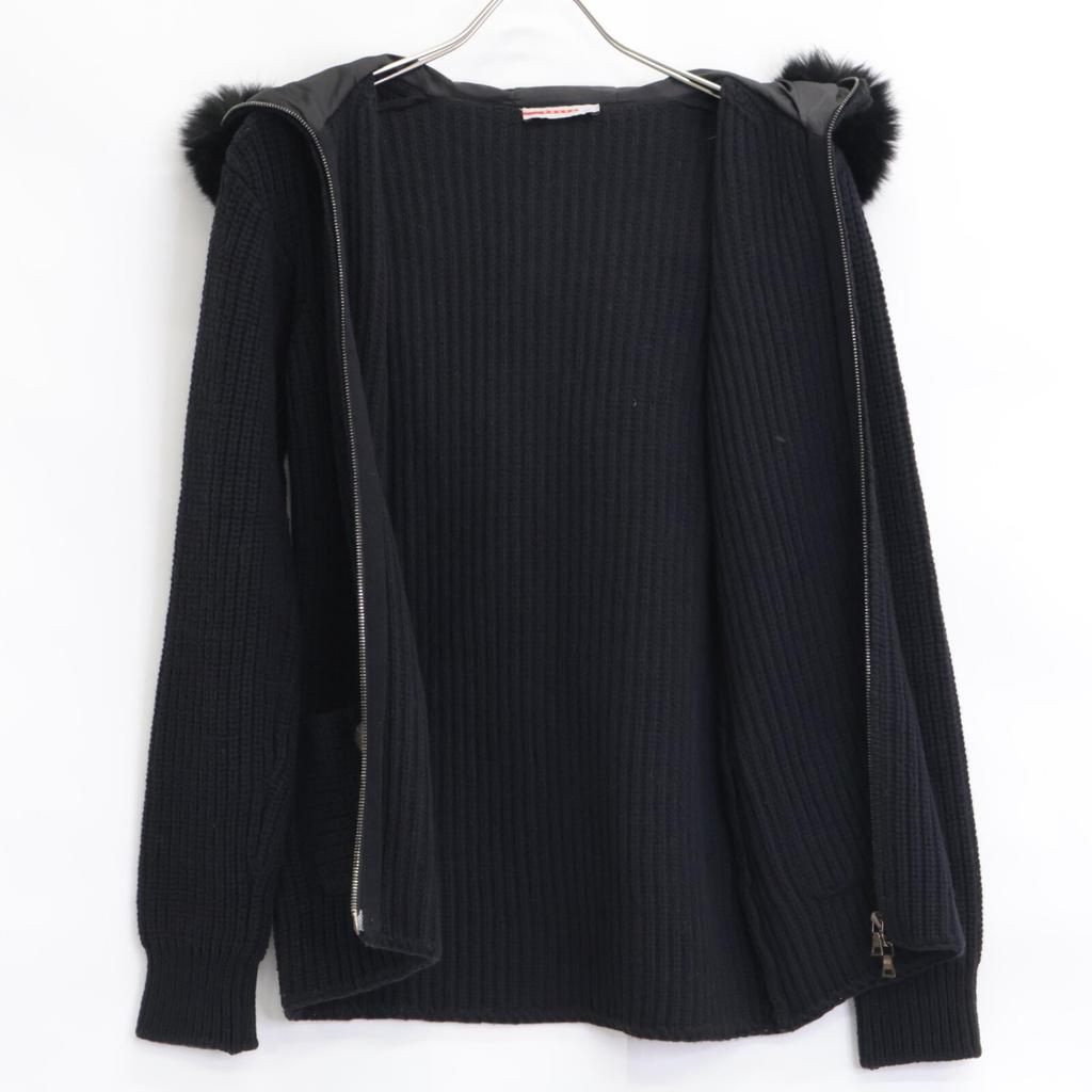 PRADA SPORT 125238 S90 06 Year Black Black Fox Fur Knit Parka tops 38 NavyUsed