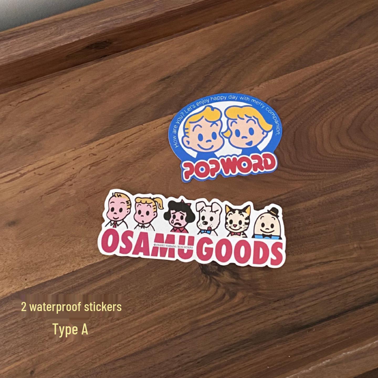 Japanese Harada Osamu Style Showa Suitcase Cartoon Stickers - Waterproof & Decorative Big Head Design
