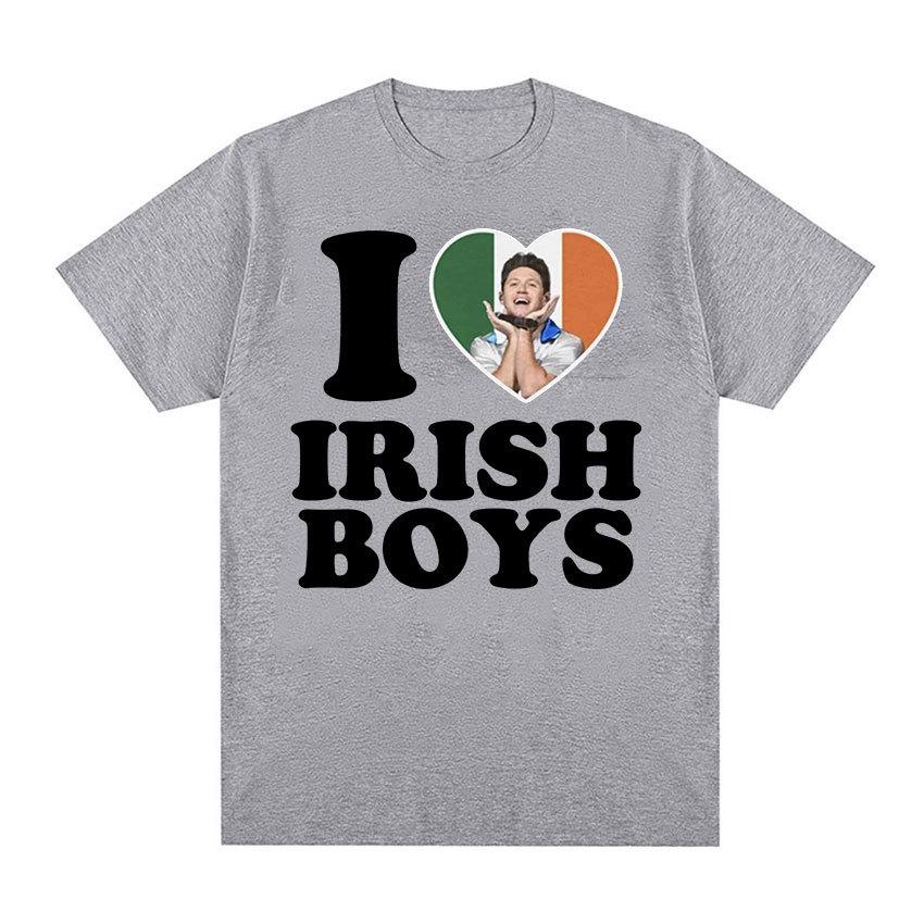 Jag älskar irländska killar Niall Horan Grafisk T-shirt Herr Mode Högkvalitativa Bomulls-T-shirts Sommar Unisex Casual Oversized T-shirt