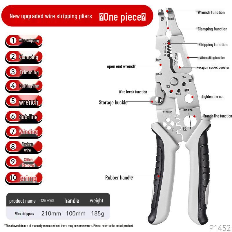 

9-дюймовые 10-в-1 многофункциональные плоскогубцы промышленного класса для зачистки проводов для электриков