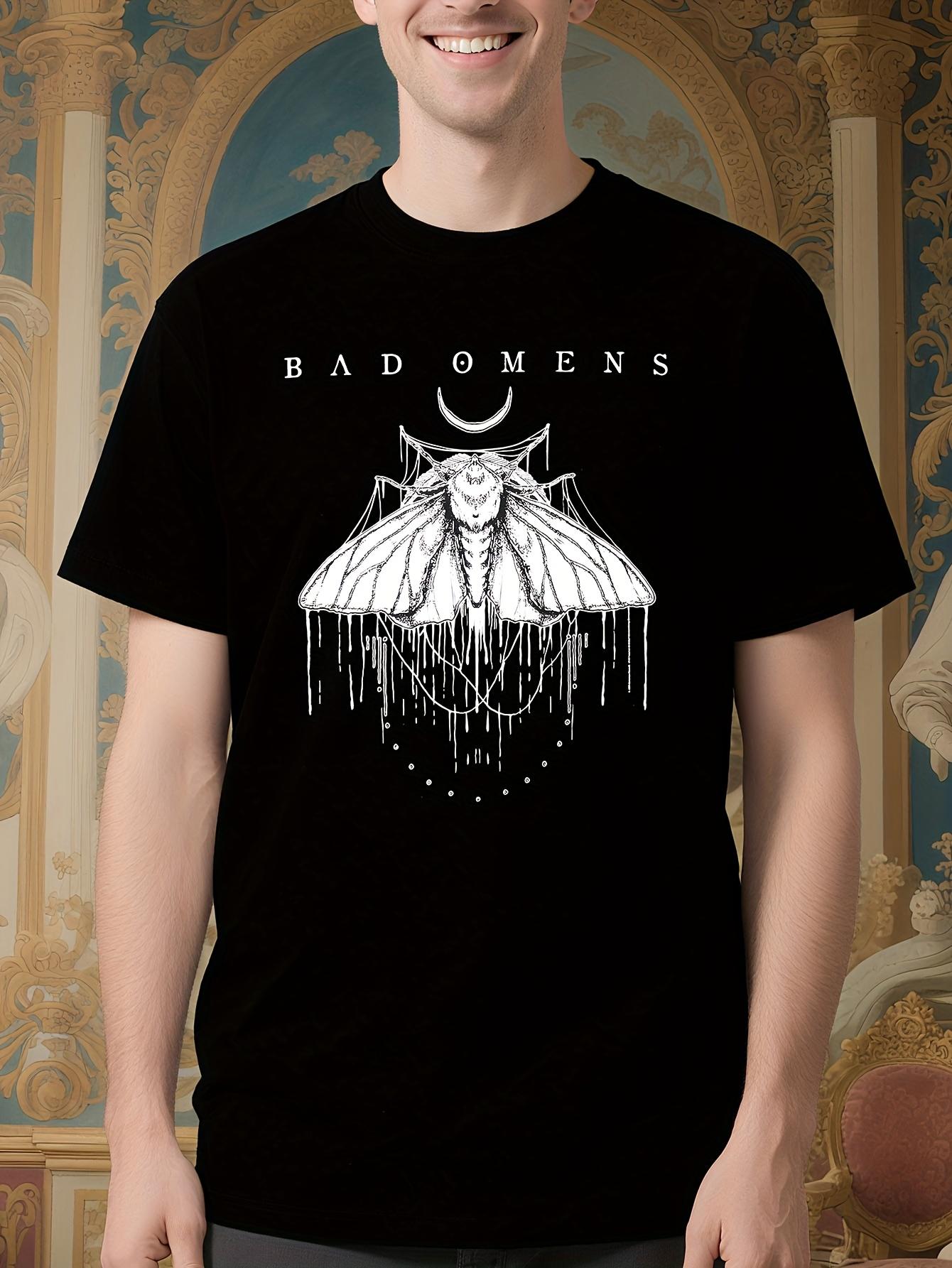 Gothic Heavy Metal Band Tee - Bad Omens Moth Graphic Tshi... XXXXL