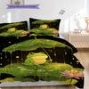 Frog Pattern Bedding Quilt Set Quilt Cover Pillowcase Home Decoration Birthday Gift (1 * Duvet Cover + 2 * Pillowcase, Without Core)