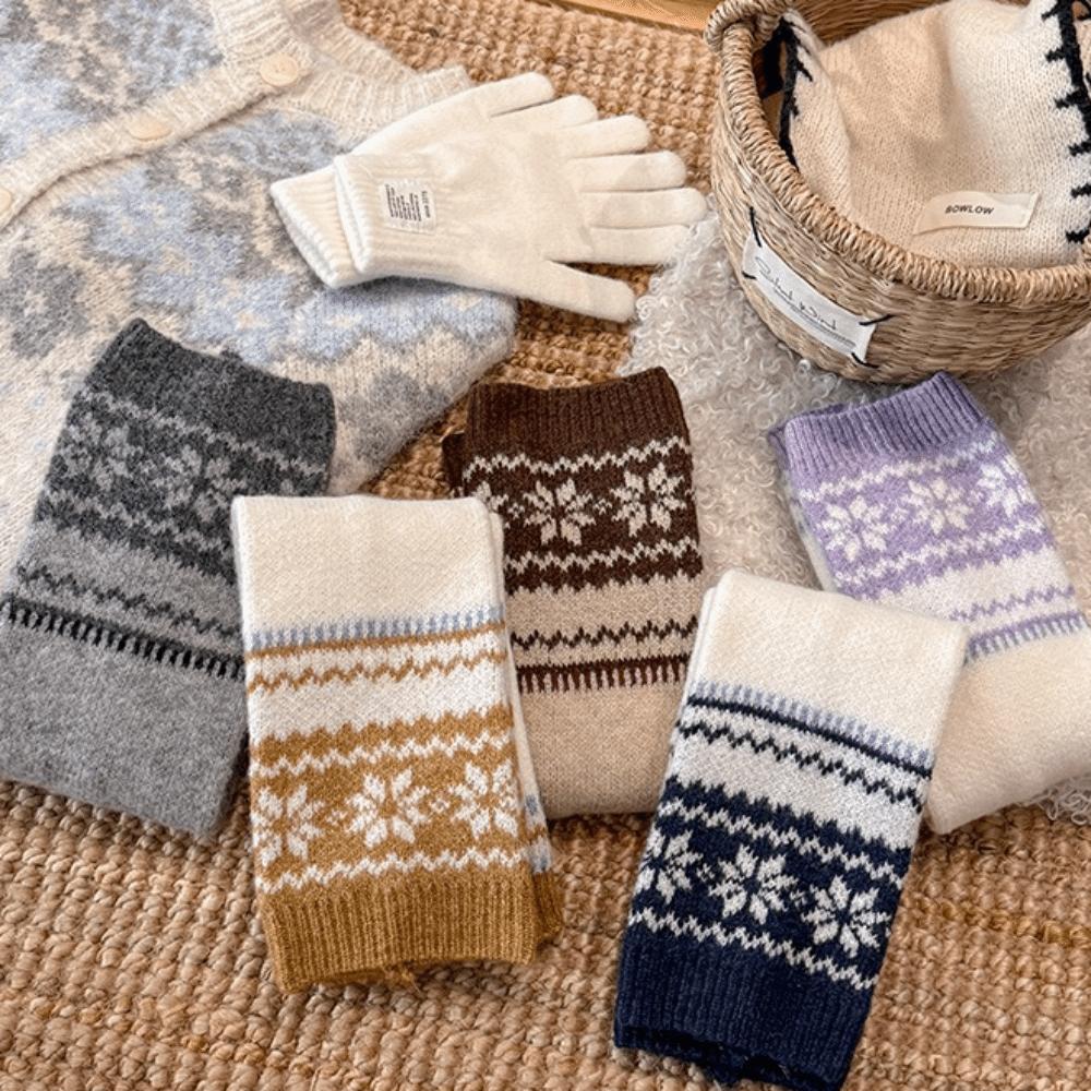 Fair Isle Leg Warmers Wool Blend Sock Cuffs Warm Keeping Calf Socks Street Wear