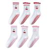 Breathable Yoga Socks Cotton Cherry Embroidery Socks New Mid Tube Socks