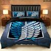 Attack Titan Pattern Bedding Quilt Set Quilt Cover Pillowcase Home Birthday Gift(1 * Duvet Cover + 2 * Pillowcase, Without Core)