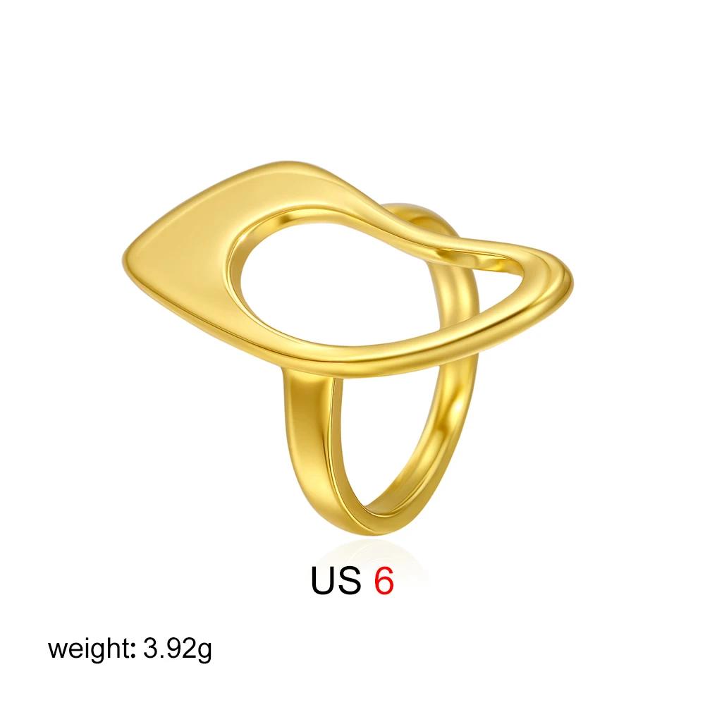 Stainless Steel Hollow Out Geometric Irregular Gold Color Rings Creative Statement Finger Ring Jewelry Accessories Dropshipping