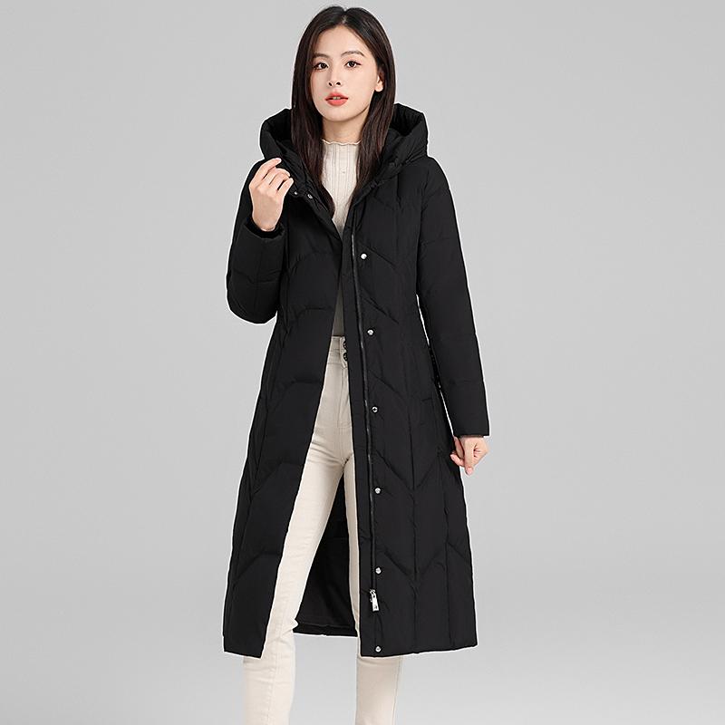 

Женский длинный пуховик 2024: Толстый пух белой утки 90%, пальто миди длиной до колена для женщин среднего и пожилого возраста. 2XL 128–137 lbs чёрный