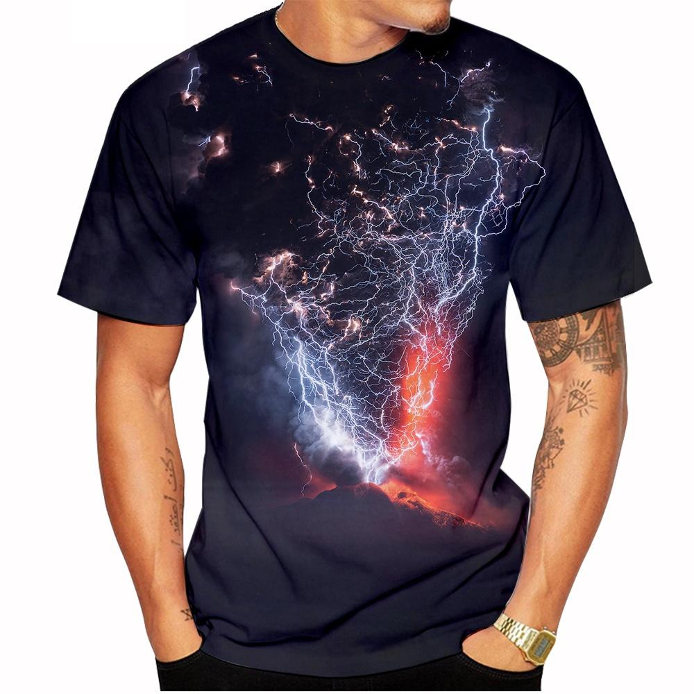 Letni Trend Mody Druk 3D Wzór Błyskawicy Personalizowany Fajny Nadruk Casualowy Wygodny T-shirt z Krótkim Rękawem