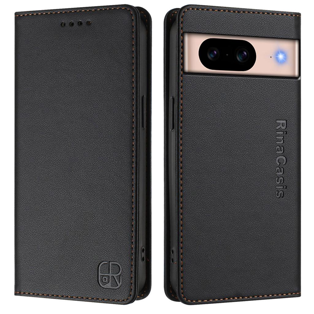 For Google Pixel 8a Leather Case RINACASIS RC01 Phone Cover with RFID Blocking Wallet Stand