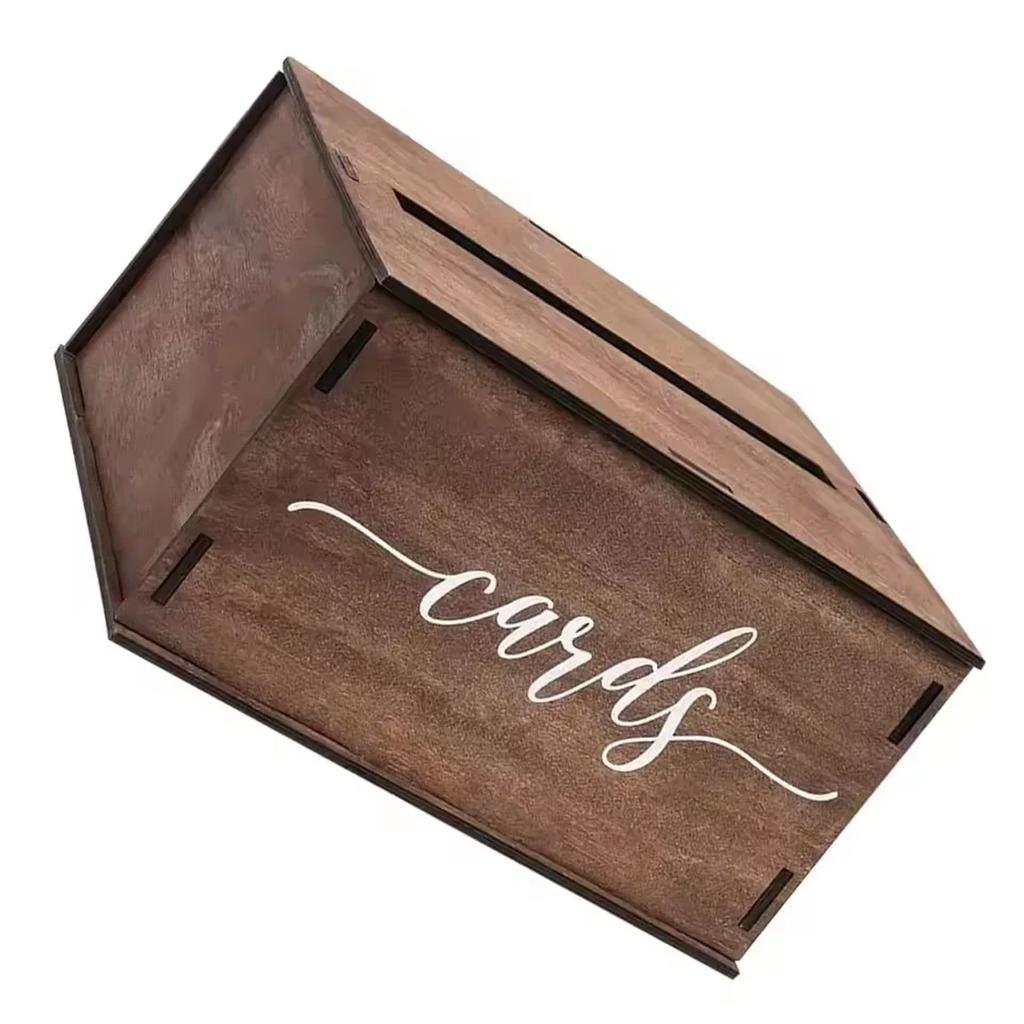 Wooden Card Box Storage Organizer for Wedding Letter Holder Vintage Envelope Money Box Keepsake Event