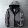 Mens Fleece Jacket Winter Warm Thick Double Layer Hooded Casual Outdoor Coat Plus Size