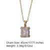 Simple Square Zirconia Pendant Necklaces for Women Stainless Steel Jewelry Party Accessories