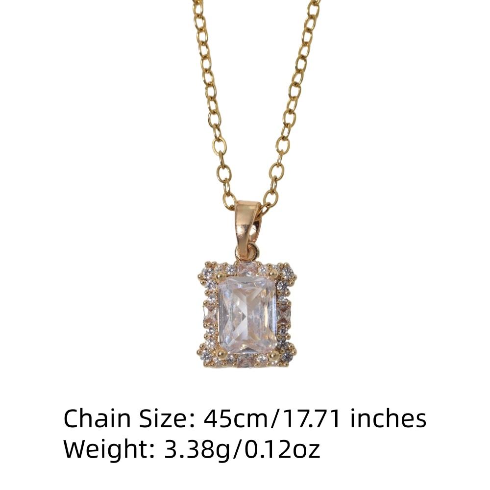 Simple Square Zirconia Pendant Necklaces for Women Stainless Steel Jewelry Party Accessories