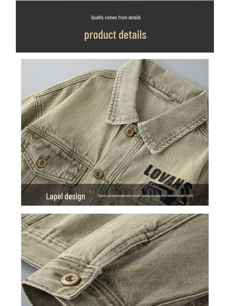 Men's Trendy Embroidered Denim Jacket - Casual Spring/Autumn Fashion Workwear