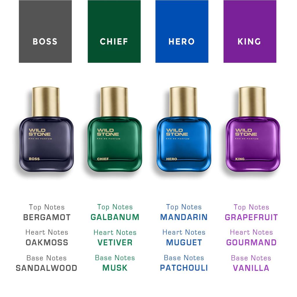 Wild Stone Perfume Gift Set for Men 4x30ml – Hero | King | Chief | Boss | Premium Grooming & Lifestyle Gift Set | Ideal Gift for Special Occasions