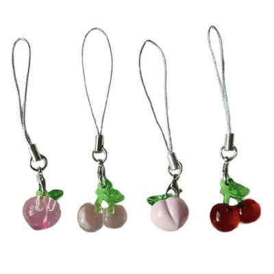 Atractivo Colgante para Teléfono de Bolso de Melocotón/Cerezas Llavero con Colgante de Fruta de Moda