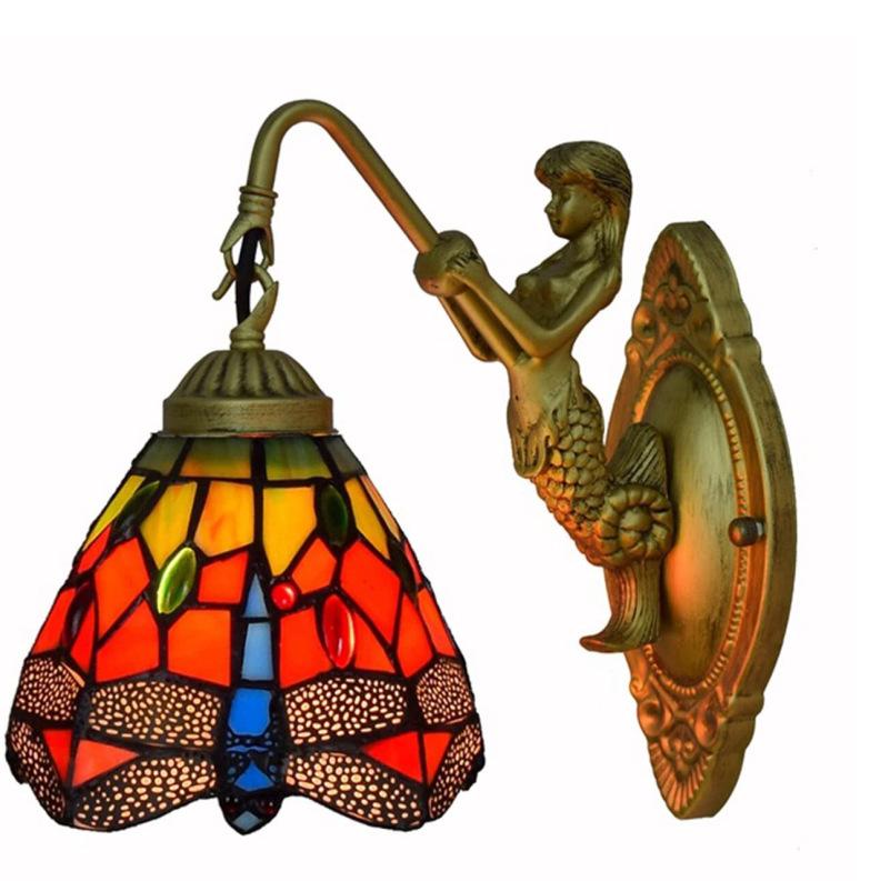 Tiffany LED Wall Light: Dragonfly Design for Bathroom, Bedroom, Hallway, or Balcony