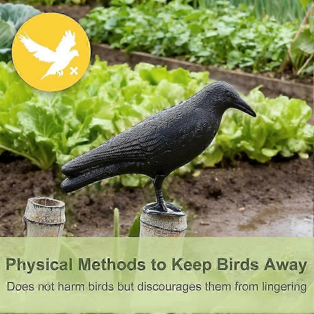 2PCS Crow Decoy, Fake Crow To Keep Birds Away From House, Patio, Porch, Balcony, Roof, Pool, Graden Decoration