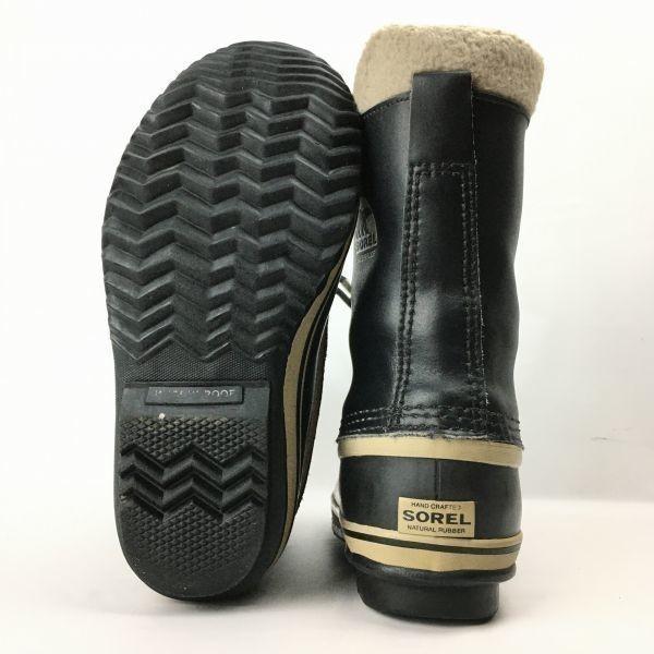SOREL Premium Leather Snow Boots Lined Black size 23.0(USED)