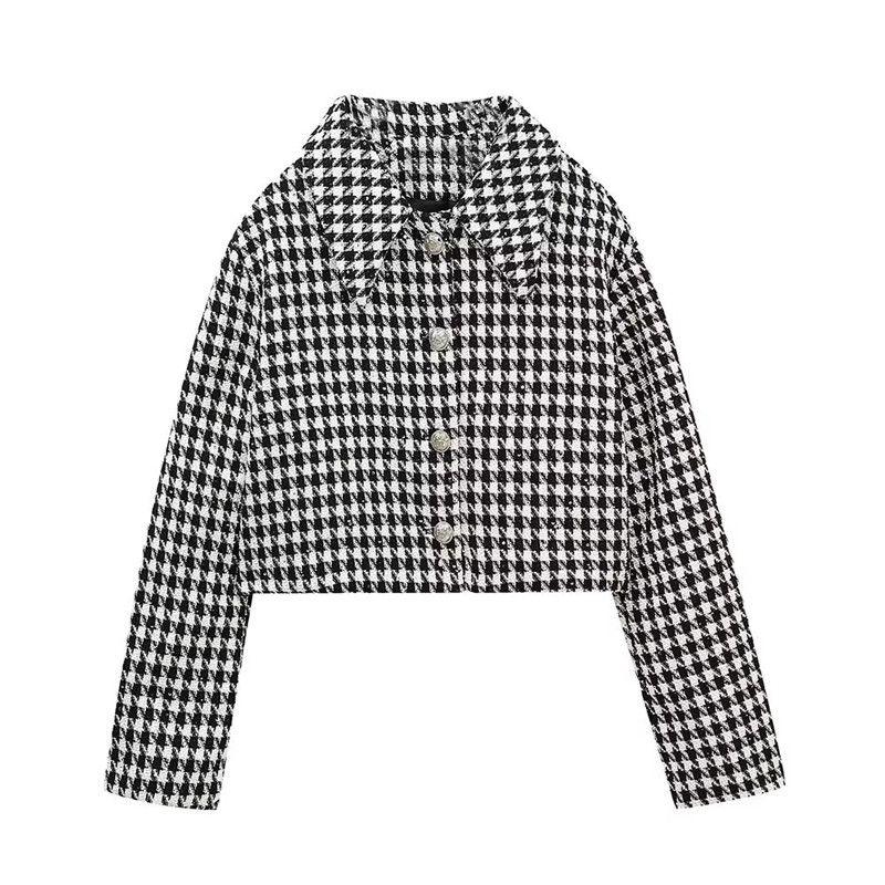 Ur Za Cos 2022 Autumn and Winter European and American Style New Women Houndstooth Short Suit Set 2010911 064