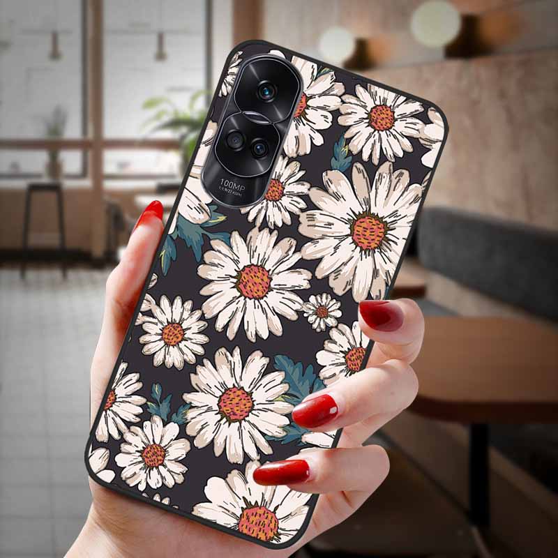 For Honor 90 Lite 5G Case 3D Flower Relief Emboss Silicon Back Cases For Honor 90 Cover Honor90 Pro 90Pro 90Lite Soft Protective