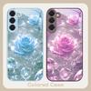 Ice Crystal-colored Roses For Samsung S26 S22 S8 9 10 S20 Ultra S21 Pro S22 Plus S23 FE S24Ultra S25 Edge S24+ Glass Phone Case