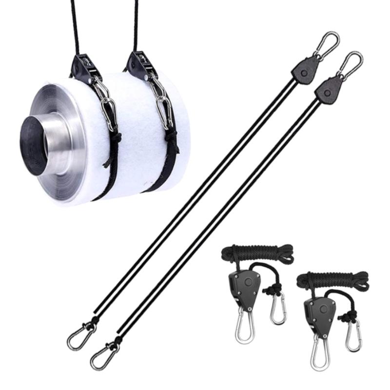 Adjusted Rope Hangings Tent Grow Plant Pulleys Rope Clip Ratchet Hanger Metal Pulleys Hook Camping Stop Buckle