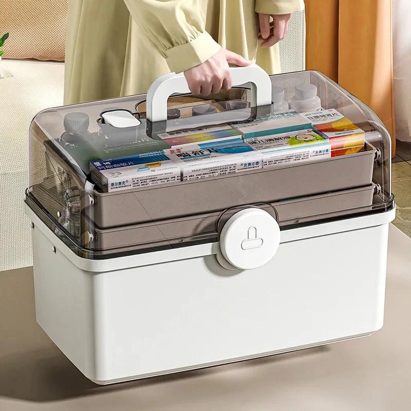 Super Large Capacity Pill Cases Organizer First Aid Kit Family Multilayer Box For Home Handle Medicine Storage Plastic Container