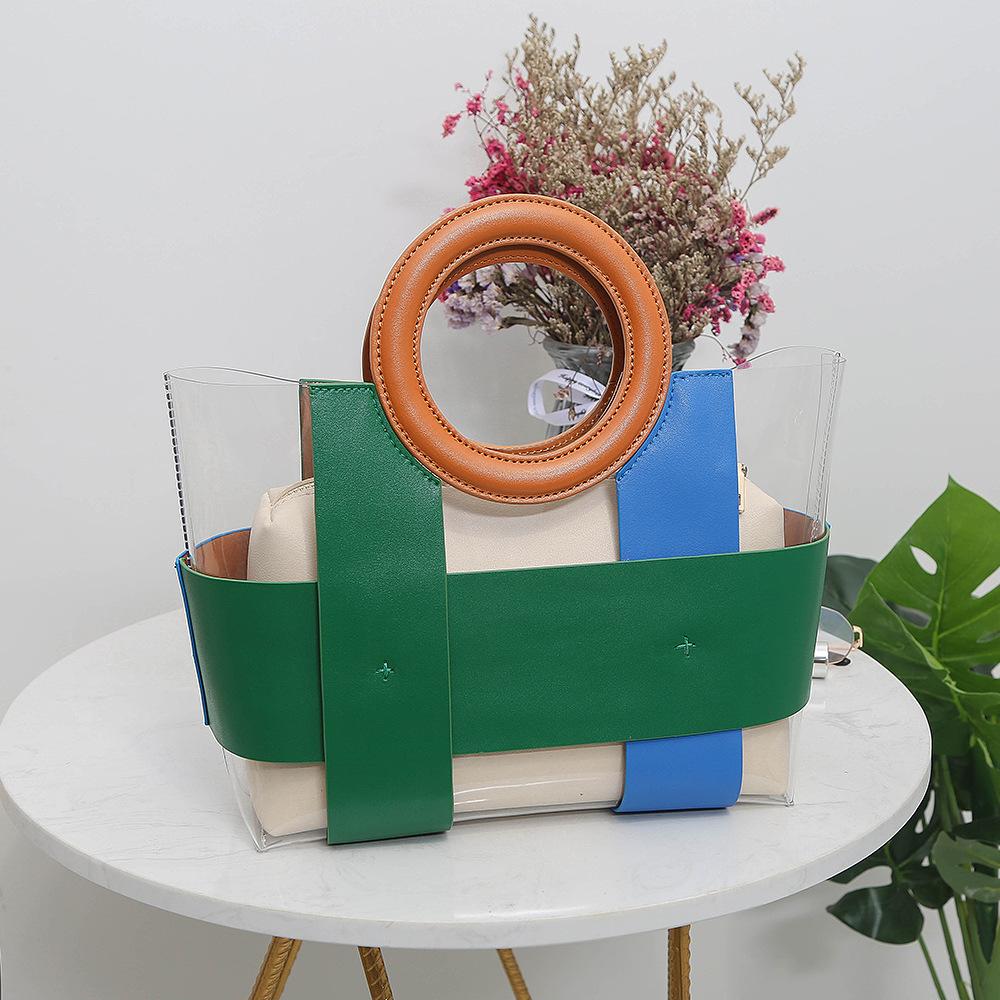 

Большие прозрачные сумки, повседневные прозрачные сумки для девочек, летние кошельки из ПВХ-желе, модные композитные сумки-тоуты для женщин, сумка через плечо