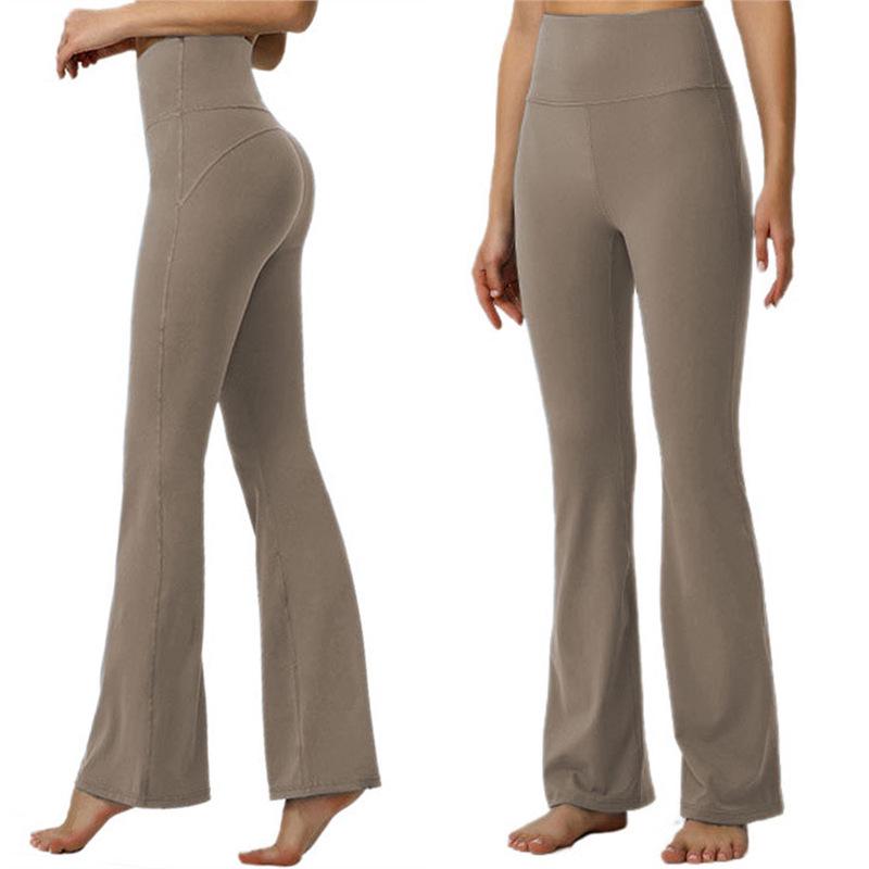 

Silk Grid High Elastic Hip-Lifting Yoga Pants - Women s Quick-Dry, Naked-Feel, Flared Sports Tights for Spring/Summer Fitness. S