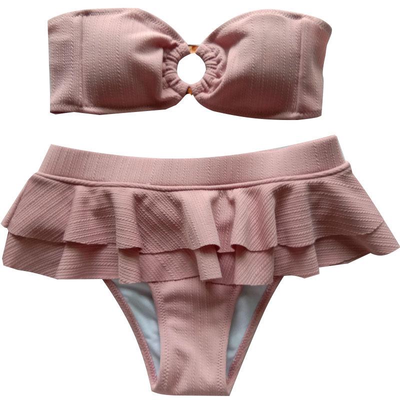 Pink European & American Sexy Bandeau Bikini Set