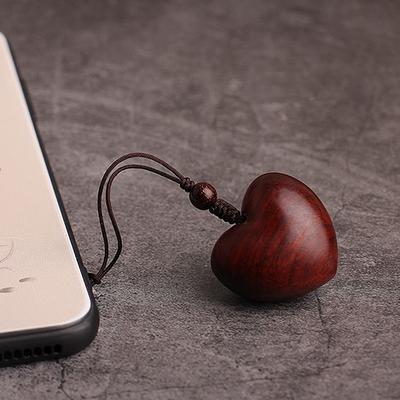 Catena per Cellulare Originale Creativa Semplice Palissandro Rosso Amore Donna Intrecciata a Mano Legno Massello Portachiavi Auto Regali per Coppia
