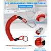 6FT Trailer Brake Away Cable, Trailer Breakaway Safety Cable Spring Towing Coiled Wire For RV Trailer Emergency Camper Breakaway Switch