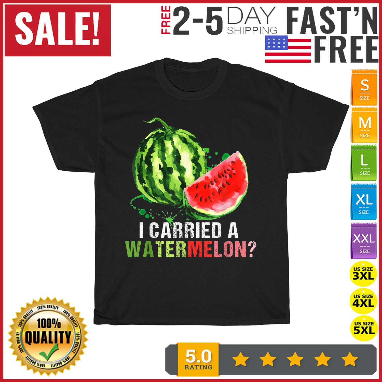 I Carried a Watermelon Vegan Watermelon Day Vintage T Shirt Mens Womens Tees Top Men Women Fashion S