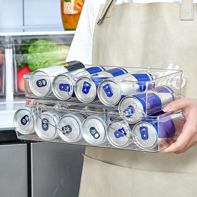 Dvouvrstvý dávkovač nápojů lednice automatický rolovací organizér na pivo a colu velkokapacitní průhledný držák na plechovky od nápojů a sody