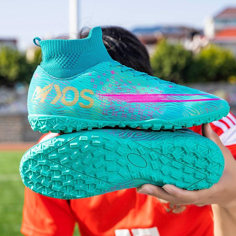 Football shoes men's mandarin ducks long nails high-top students artificial grass competition training shoes
