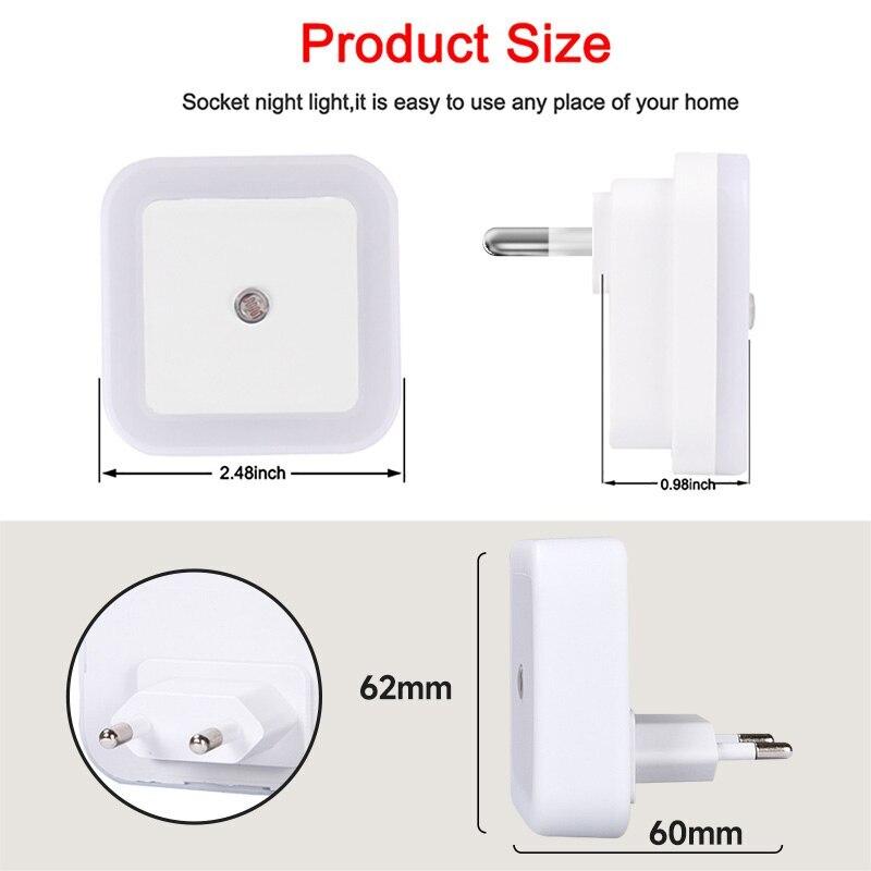 Wireless LED Night Light Compact EU Plug-type Lighting Control Sensor Suitable Children's Rooms Bedrooms Corridors Passageways