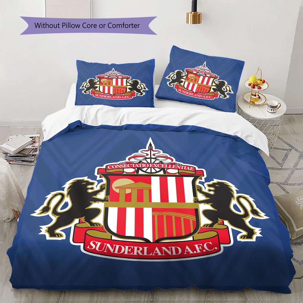 Sunderland AFC Pattern Bedding Quilt Set Home Decoration Gift (1 * Duvet Cover + 2 * Pillowcase Without Core)