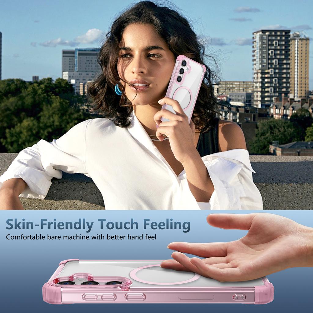 For Samsung Galaxy S24 Magnetic Phone Case Transaprent TPU+PC Hybrid Cover