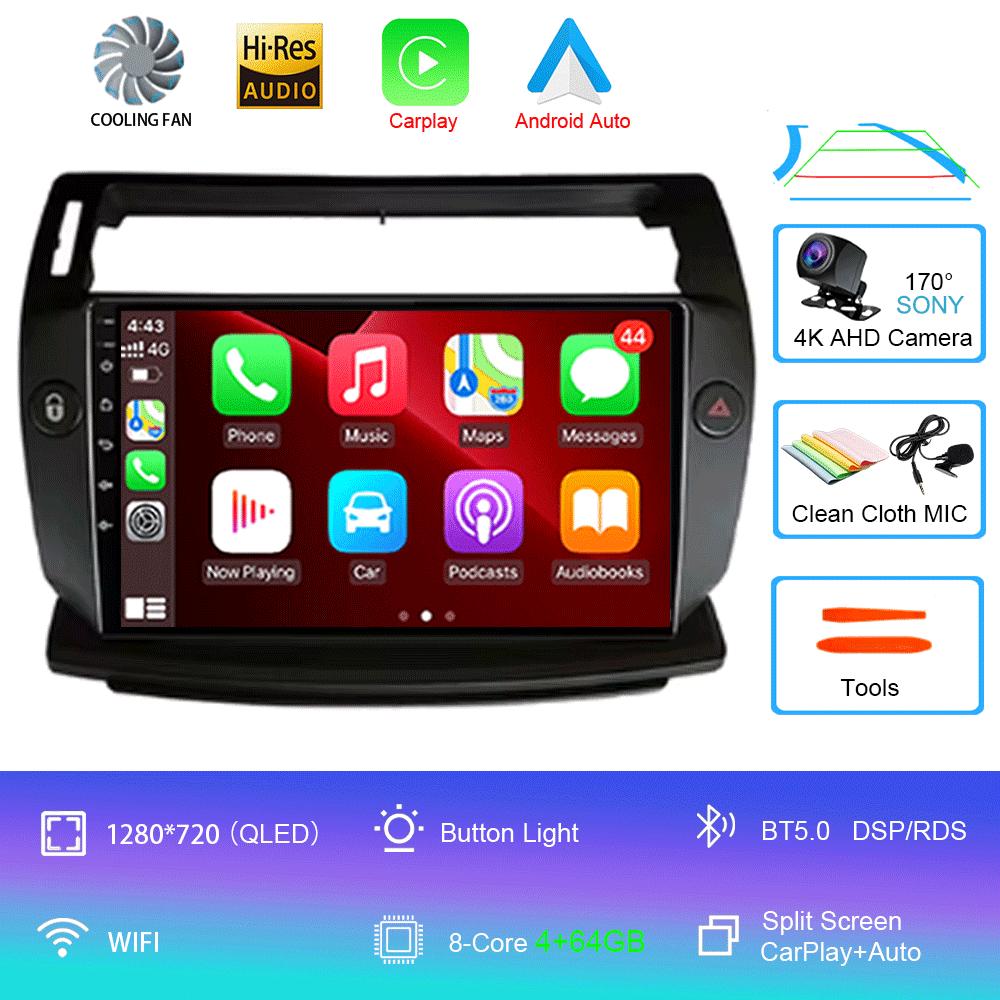 For Citroen C4 C-Triomphe C-Quatre 2004 - 2012 Screen Android 14 Car Radio Multimedia Player CarPlay Android Auto Car 4G WiFi