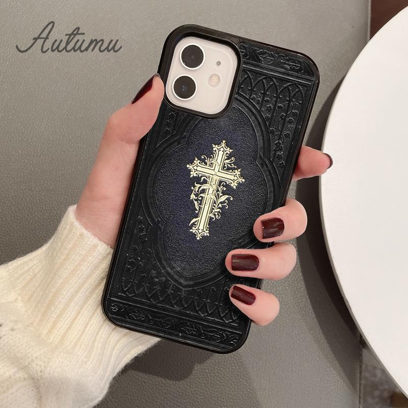 Cross On Bible Christian Catholic Phone Case for iPhone 11 12 13 14 Pro Max Mini XR XS SE 2020 6S 7 8 Plus Galaxy S21 S22 Cover