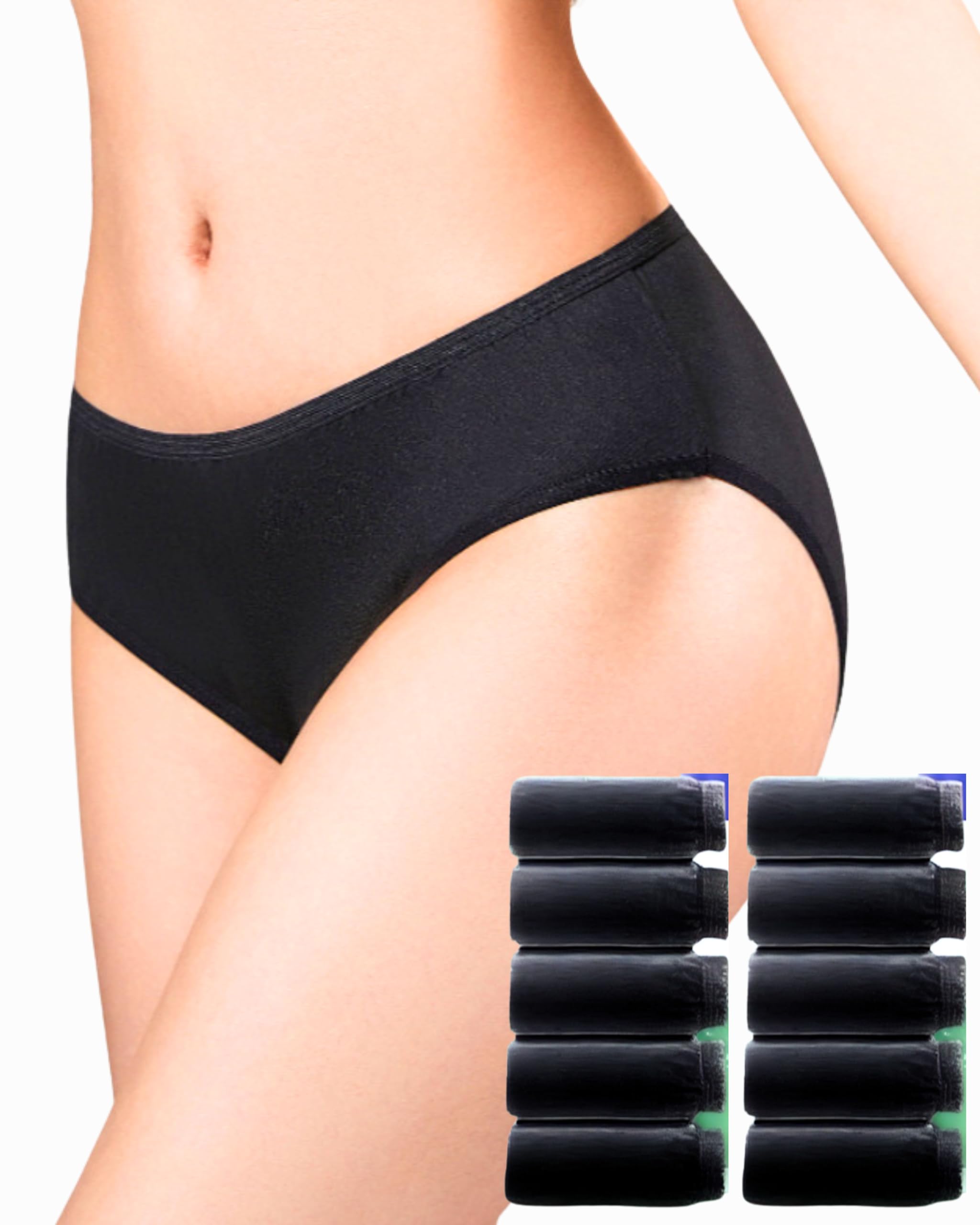 

Disposable for Sanitary Emergency and Nursing [Mwwct] Nurse-Recommended Panties, Black, 10-Pack [Individually Wrapped, Poly-Cotton Blend] Breathable, чёрный