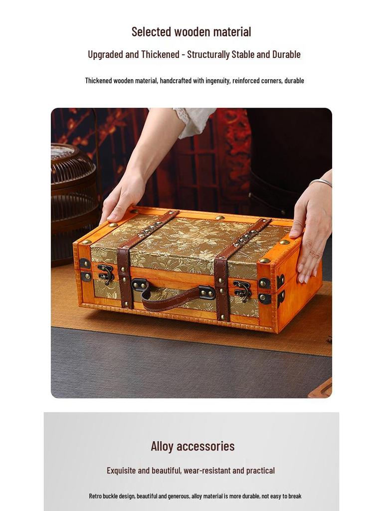 Vintage Distressed Wooden Suitcase Storage Box - Antique Style Photography Prop & Decoration