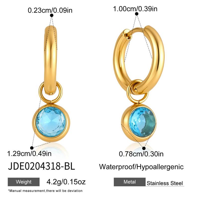 Gold PVD-beschichteter runder Zirkon-Hängeohrring für Damen Edelstahl Wasserdicht Hängende Ohrringe Schmuck Geschenke
