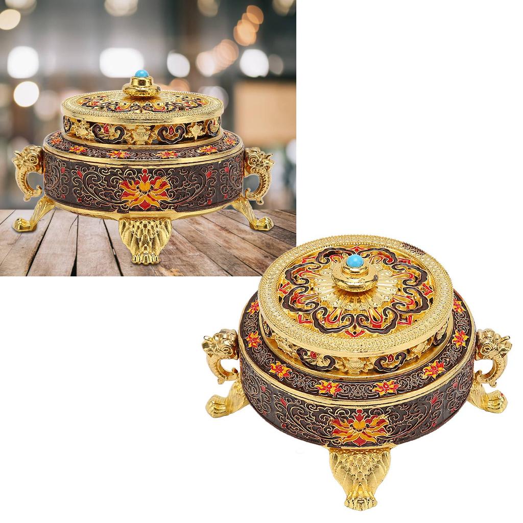 Trinket Incense   with Lid Handcraft Antique Polished Process for Decoration Meditation Room