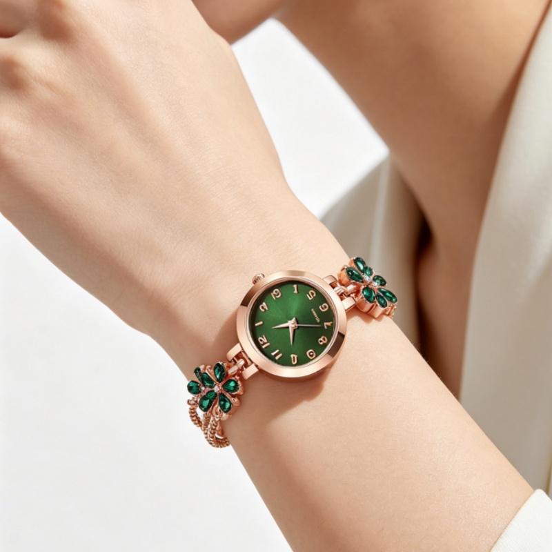 Neue Blumen Strassstein Uhren Verstellbares Armband Armbanduhren Einfache Quarz Uhr Geschenke